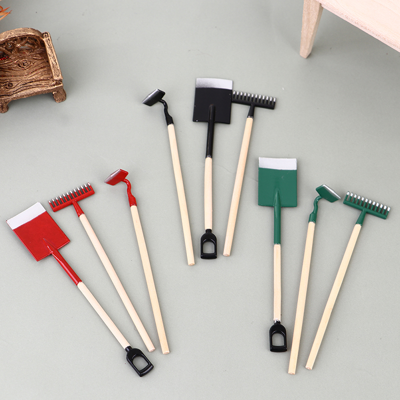 3 uds 1:12 casa de muñecas min - Gardening Tools Rake reseña y precio